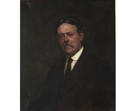 NOEL DENHOLM DAVIS (1876-1950) - PORTRAIT OF A GENTLEMAN BUST LENGTH IN A BROWN SUIT, SIGNED AND DATED 19-3, OIL ON CANVAS, 7