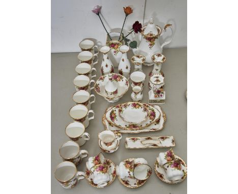 A ROYAL ALBERT OLD COUNTRY ROSES PATTERN CHINA, COMPRISING COFFEE POT, SIX CUPS AND SAUCERS, SUGAR BOWL, CREAM JUG,&nbsp; NIN