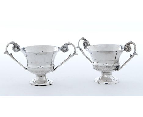 A PAIR OF ITALIAN MINIATURE SILVER CAMPANA VASES, APPROXIMATELY 50MM H, NAPLES, EARLY 19TH C, 1OZ 3DWTS Wear consistent with 