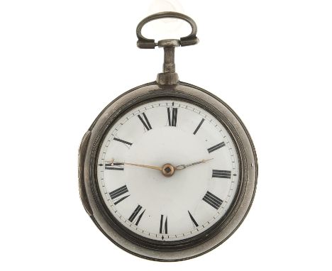 A PAIR CASED SILVER VERGE WATCH, JAS GILLINGHAM LONDON NO 771, WITH ENAMELLED DIAL, PLAIN PILLARS ENGRAVED BALANCE COCK AND F