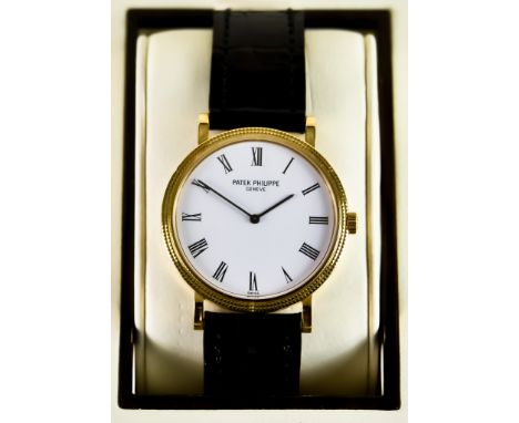 A Gentleman's Automatic Wristwatch by Patek Philippe, Model Calatrava, Serial No. 3121249, 34 diameter 18ct gold case, white 