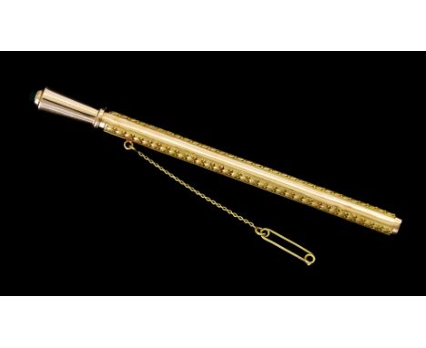 An 18ct Gold Thermometer Case, specially commissioned for a retiring surgeon, the body depicting a serpent set with a cabocho