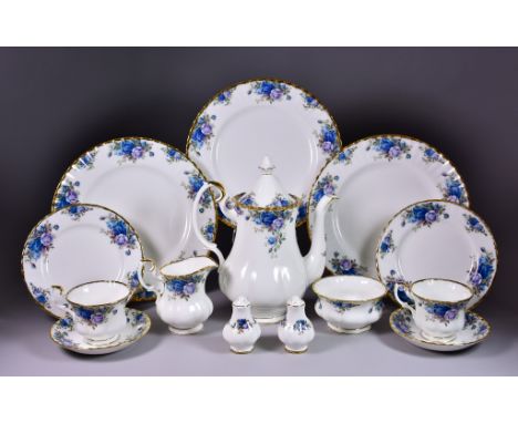 Royal Albert 'Moonlight Rose' Pattern Dinner and Tea Ware, 20th Century, comprising: - thirteen dinner plates 10.25ins diamet