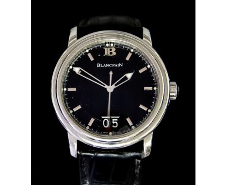An Automatic Wristwatch by Blancpain, Model Leman, No. 55, 42mm diameter plated steel case, black dial with silver baton nume