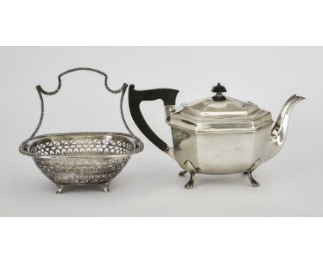 A George V Silver Basket and a George VI Silver Teapot, the basket by the Goldsmiths &amp; Silversmiths Co. Ltd., London 1918