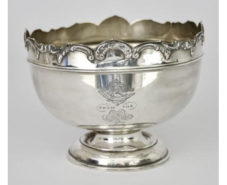 An Edward VII Silver Circular Bowl by S Blanckensee &amp; Son Ltd, Chester 1908, with leaf scroll cast rim and moulded girdle