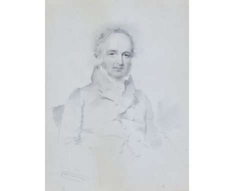19th Century English School - Pencil drawing - "Earl of Pembroke and Carnarvons", half lengh portrait of the Earl, 12ins x 9i