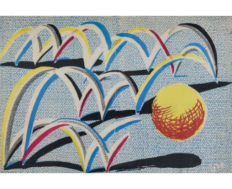 *** David Hockney (born 1937) - Print in colour - "A Bounce for Bradford, February 24 1987", 15ins x 22ins, with additional r