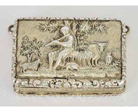 A 19th Century Silver Gilt Rectangular Vinaigrette, by Nathaniel Mills, Birmingham date letter indistinct, the lid cast with 