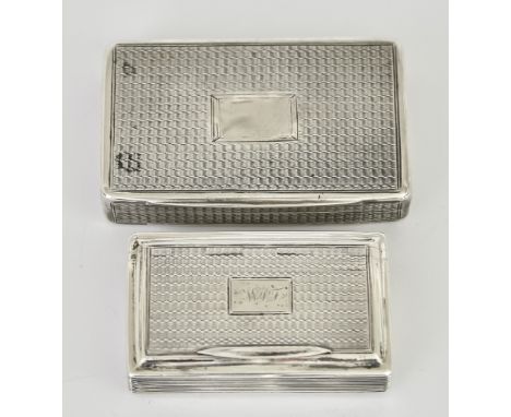 Two George III Silver Rectangular Snuff Boxes, both by John Betteridge, Birmingham 1826 and 1824,&nbsp;both with engine turne