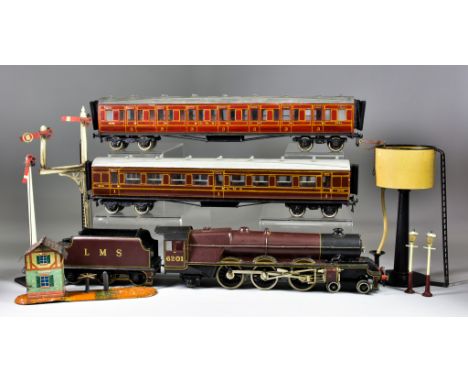 A Quantity of O Gauge Railway Items, including -&nbsp;a Mills Bros. O Gauge Wooden 1st Class Corridor Coach, LMS Livery, 2506