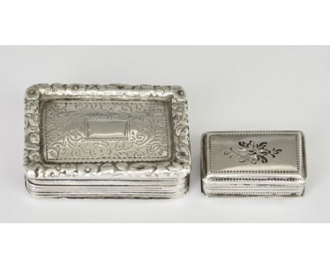 Two 19th Century Silver Rectangular Vinaigrettes, one miniature&nbsp;by John Lawrence, Birmingham, date letter indistinct, en
