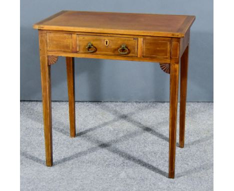 A Mahogany Rectangular Side Table of Georgian Design,&nbsp;the whole inlaid with stringings, fitted one frieze drawer with ca