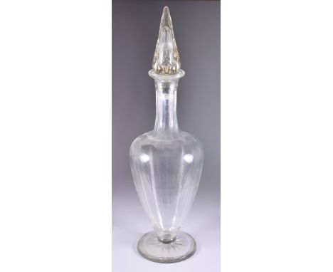 A 19th Century Chemist's Glass Display Bottle,&nbsp;the urn shaped body with slice cut neck and star cut base, and cut pinnac