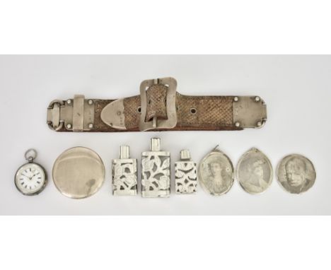 A Late Victorian Silver Mounted Snakeskin Belt and Mixed Silver, the belt by Grey &amp; Co. London 1898, in three sections, 2