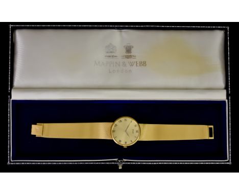 A Gentleman's Manual Wind Wristwatch by Piaget, serial No. 8003382, case no. 365733, 31mm diameter 18ct gold case, gold dial 