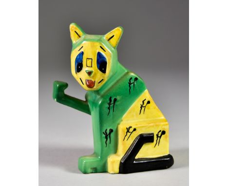 Louis Wain (1860-1939) -&nbsp;Early 20th Century Pottery Vase Figure of a Cat in the "Cubist" Manner - "Lucky Futurist Cat", 