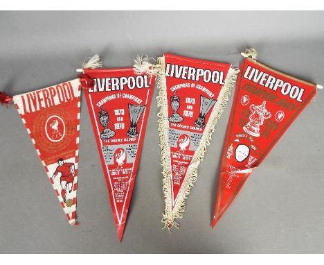 Liverpool FC Football Pennants. Pennants collected in the 1960s / 1970s. Contains 1965 &amp; 1966 League Champions, 1974 FA C