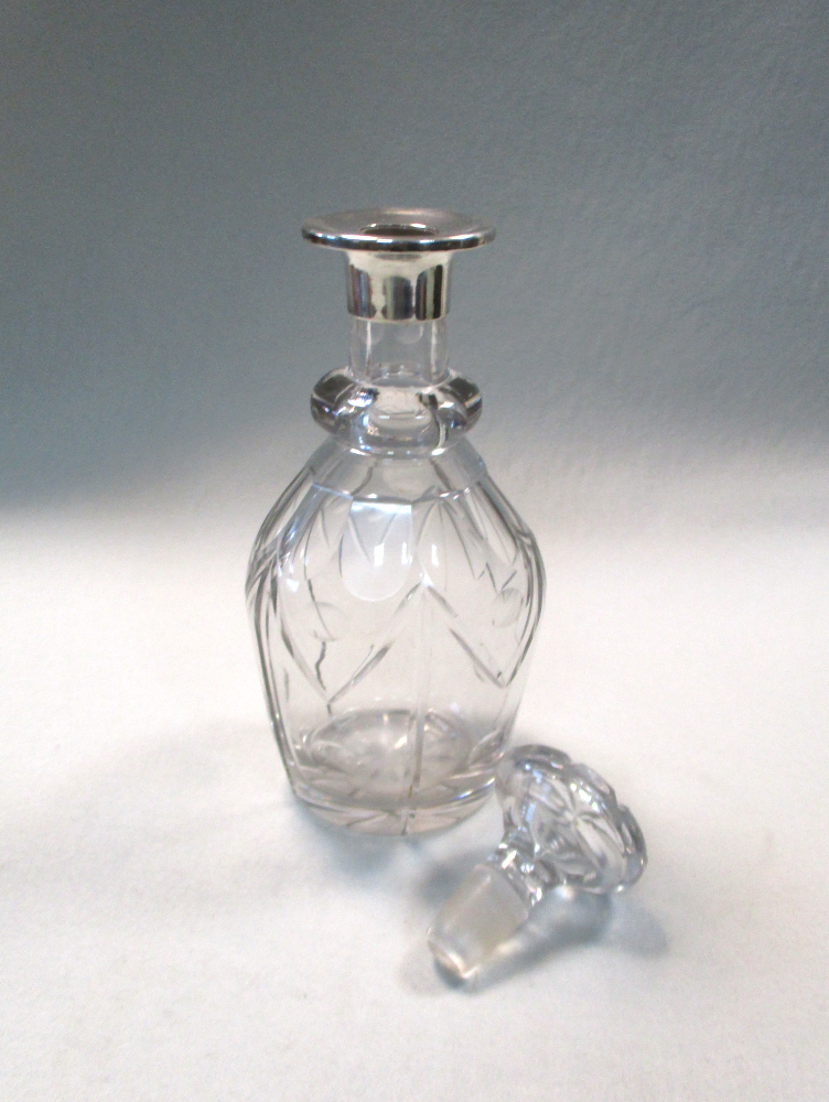 A George V cut glass decanter with silver collar, by Mark Willis & Son ...