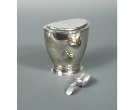 Edinburgh - A Victorian silver tea caddy with a George III Scottish silver caddy shovel, the first by James Deakin &amp; Sons