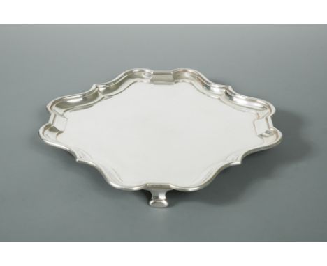 Edinburgh - An Edward VII Scottish silver salver, by Hamilton &amp; Inches,1905, square shaped with 'Chippendale' style borde