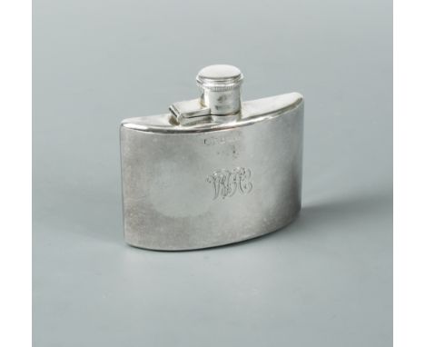 A George V miniature spirit hip flask, by Daniel &amp; Arter, Birmingham 1916, of rectangular form and curved section, with c