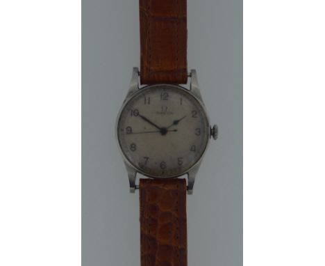 Omega - An Air Ministry gentleman's steel wristwatch, circa 1940, the signed circular off white coloured dial, 30mm diameter,