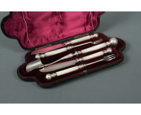 A silver plated cheese and pickle flatware set, by Martin Hall &amp; Co of Sheffield, comprising a stilton scoop, two pickle 
