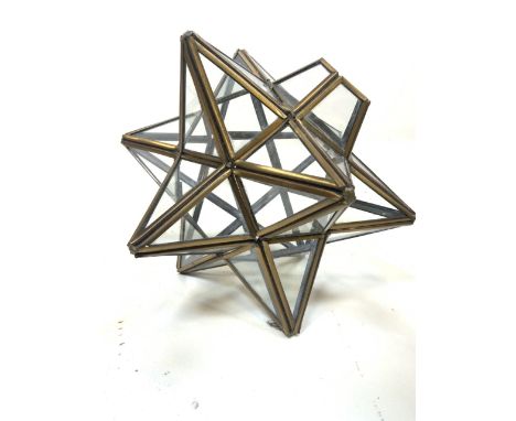 A Brass and glass Moravian Slye star light with hinged opening. Approx H:20cm