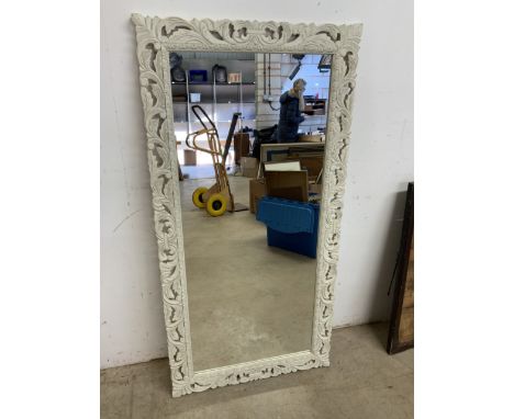 A Modern cream decorative mirror also With a modern print. W:60cm x H:120cm