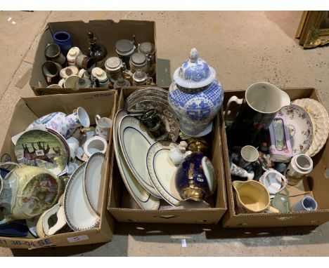 Miscellaneous ceramics, graduated platters small ceramic barrels,steins etc. 