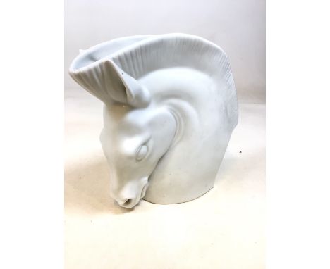 A Royal Worcester Porcelain vase modelled as a horse head circa 1960. Green stamp to base R1H:28cm