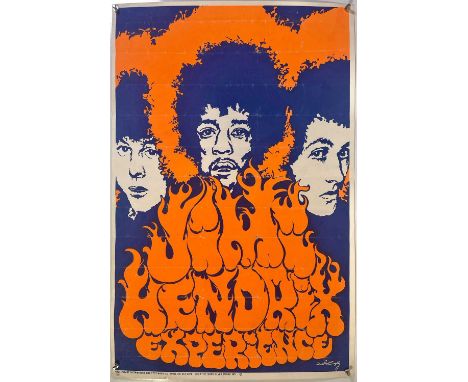 An original likely c late 1960s screenprinted poster, published by 'Creative Signs' with image of Jimi Hendrix. Measures 56 x