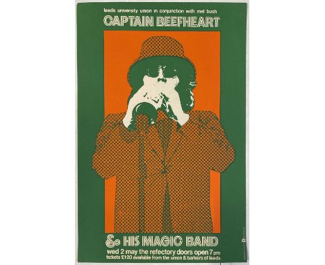 An original poster advertising a concert with Captain Beefheart and the Magic Band at Leeds University, 2nd May 1973. Double 