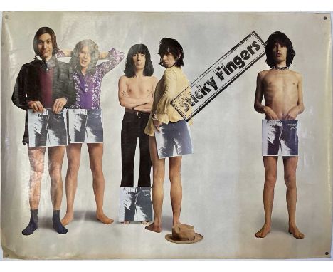 An original c 1971 rolled promotional poster for The Rolling Stones - Sticky Fingers. 30x40". VF condition overall. From the 