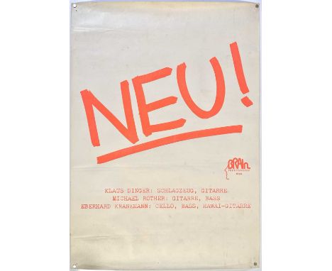 An original and rare 1972 Metronome published promotional poster for the self titled debut LP from Neu!. 24 x 33". Rolled. So