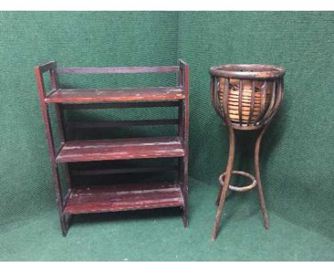 A set of folding shelves, Bentwood planter with ceramic plant pot 