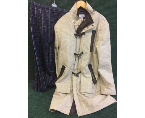 A quantity of assorted of vintage and modern clothing including a gent's H & M duffel coat, a Paul Shark jacket, quilt, Nike 