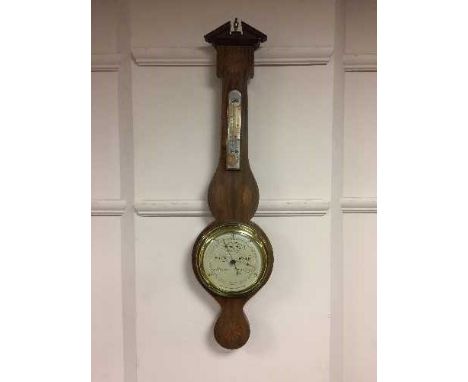 An inlaid mahogany cased banjo barometer 