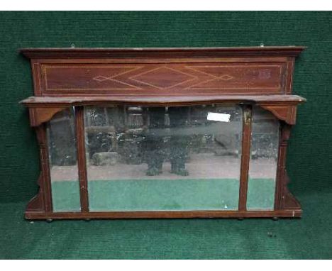 A Victorian inlaid mahogany over mantel mirror 
