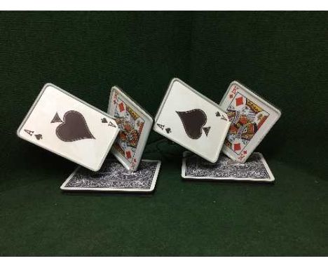 Two contemporary table lamps, modelled as playing cards.