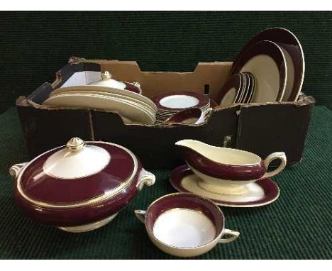 Two boxes of assorted china, including a part Ducal balmoral dinner service, imperial and Royal Stafford tea china etc