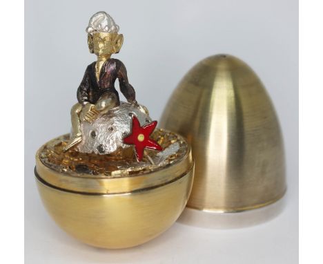 A Stuart Devlin silver surprise egg Pixie, number 141, London 1975, with box.  Condition - very good, appears damage/repair f