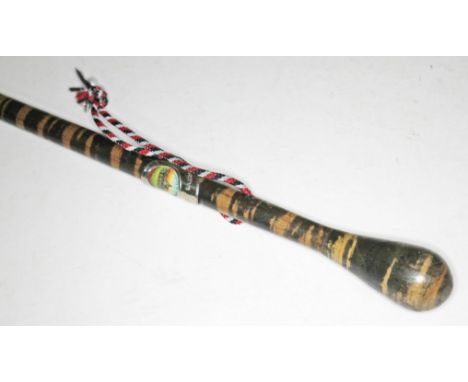 A German army walking stick with label 'Reserve hat Ruh', 'Erinnerung an meine Dienstzeit', length 92cm.  