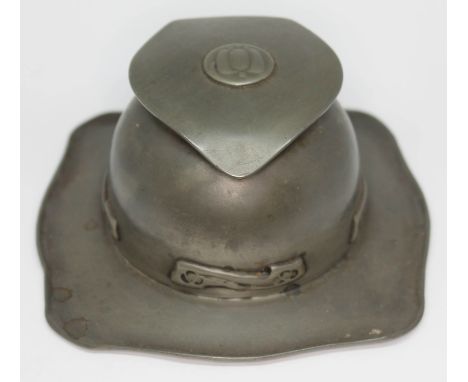An Arts &amp; Crafts pewter inkwell designed by Archibald Knox for Liberty &amp; Co, unmarked.&nbsp;Condition - generally sho