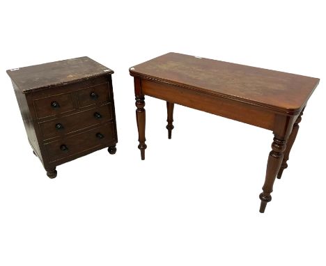 19th century scumbled pine night commode (W59cm, H70cm, D45cm); a Victorian mahogany tea table (W106cm, H74cm, D52cm); and an