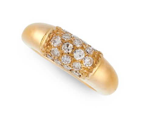 A DIAMOND PHILLIPENES RING, VAN CLEEF &amp; ARPELS in 18ct yellow gold, set with a five row panel of pave set round cut diamo