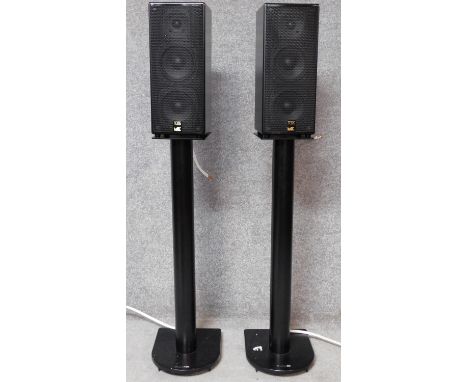 A pair of speakers together with their stands by M &amp; K sound, MK sound LCR950. H.83cm (stands) 