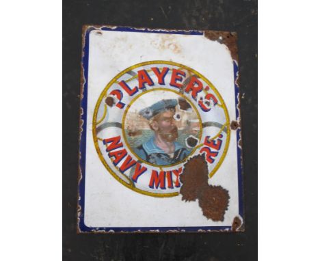 Old Vintage Antique - Enamel Sign Shop Advert - Player's Navy Cut Cigarettes - 18 x 14"
