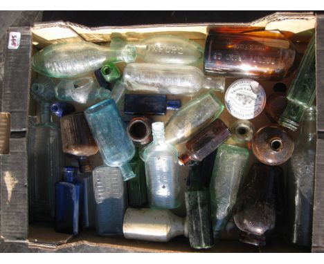 Old Vintage Antique - A collection of old bottles, most with damage of some sort